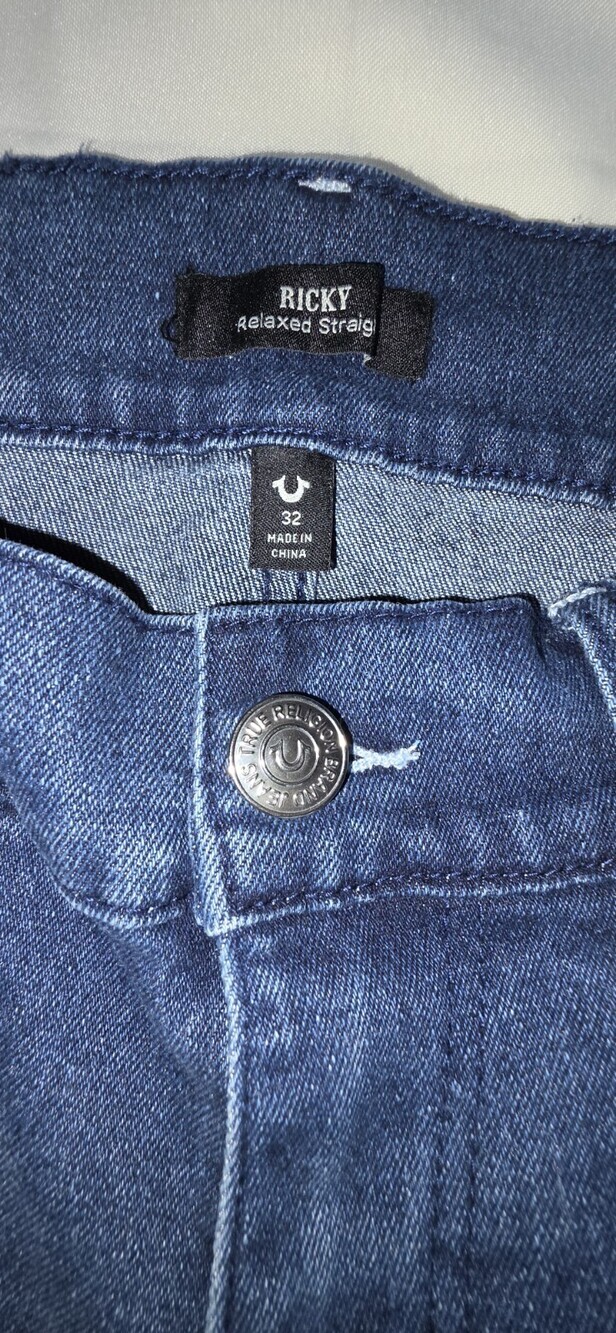 True Religion Men's Ricky Relaxed Straight Fit Shorts Size 32 Blue Denim Sku 200